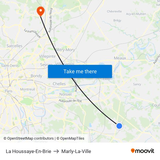 La Houssaye-En-Brie to Marly-La-Ville map