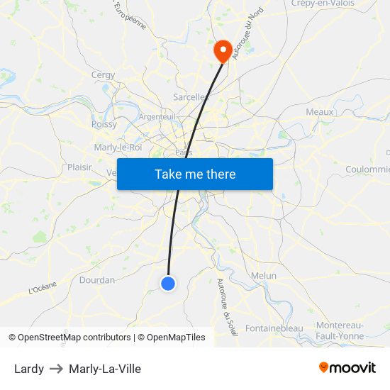 Lardy to Marly-La-Ville map