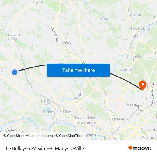 Le Bellay-En-Vexin to Marly-La-Ville map