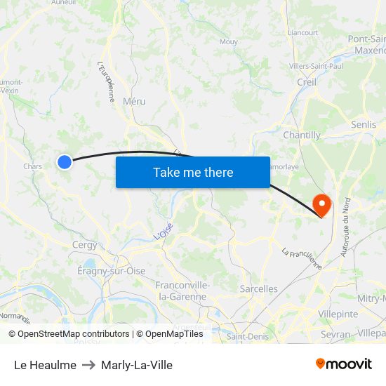 Le Heaulme to Marly-La-Ville map