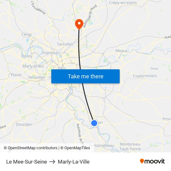 Le Mee-Sur-Seine to Marly-La-Ville map