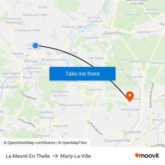 Le Mesnil-En-Thelle to Marly-La-Ville map