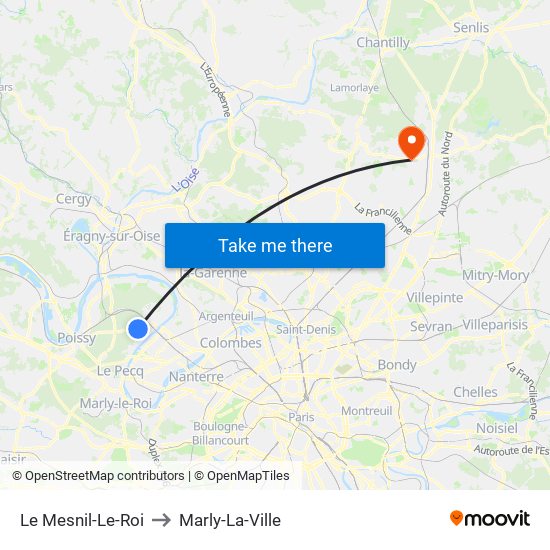 Le Mesnil-Le-Roi to Marly-La-Ville map