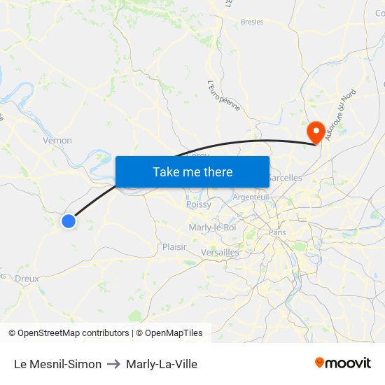 Le Mesnil-Simon to Marly-La-Ville map