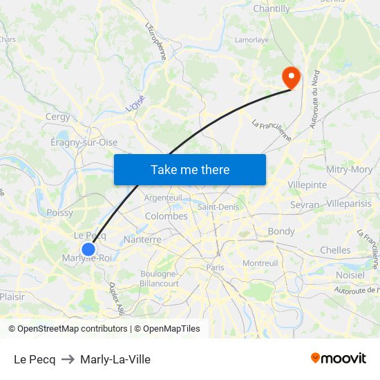Le Pecq to Marly-La-Ville map