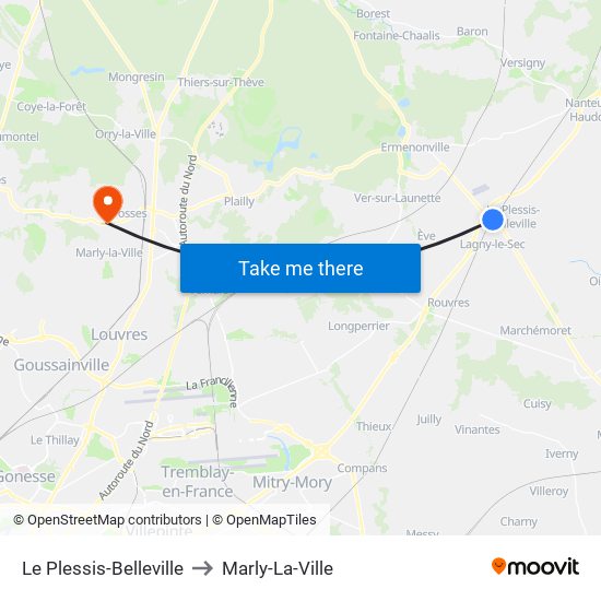 Le Plessis-Belleville to Marly-La-Ville map