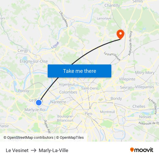 Le Vesinet to Marly-La-Ville map