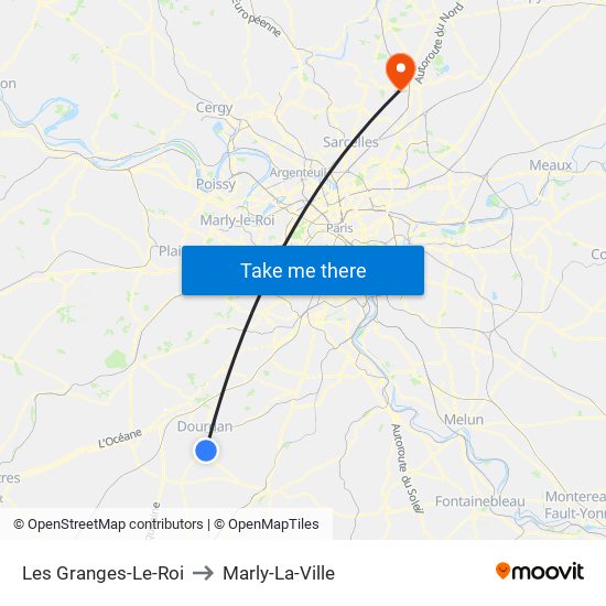 Les Granges-Le-Roi to Marly-La-Ville map