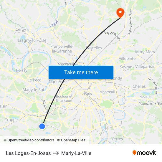 Les Loges-En-Josas to Marly-La-Ville map