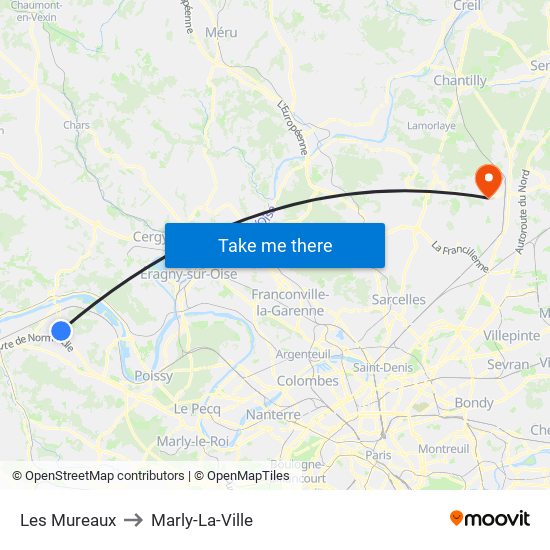 Les Mureaux to Marly-La-Ville map