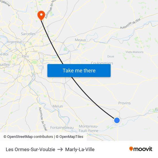 Les Ormes-Sur-Voulzie to Marly-La-Ville map