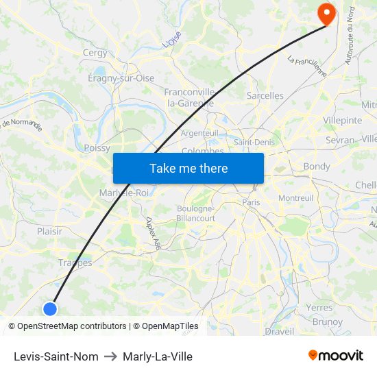 Levis-Saint-Nom to Marly-La-Ville map