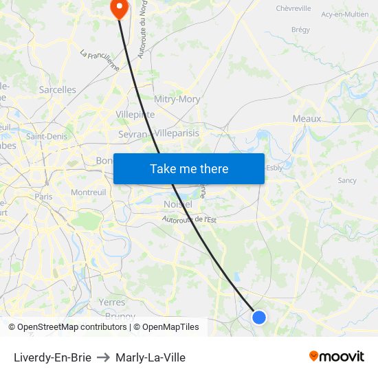 Liverdy-En-Brie to Marly-La-Ville map