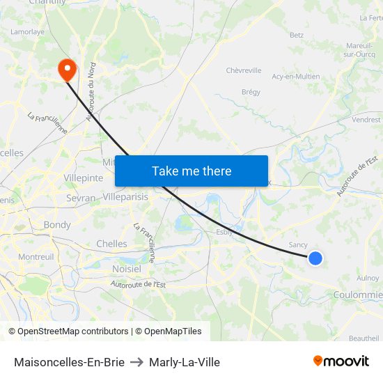 Maisoncelles-En-Brie to Marly-La-Ville map