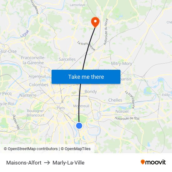 Maisons-Alfort to Marly-La-Ville map