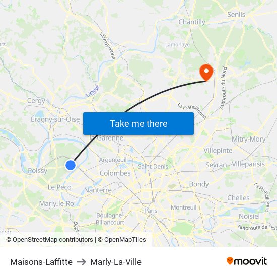 Maisons-Laffitte to Marly-La-Ville map