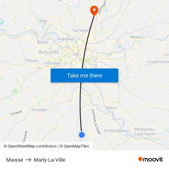Maisse to Marly-La-Ville map