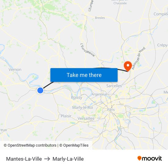 Mantes-La-Ville to Marly-La-Ville map