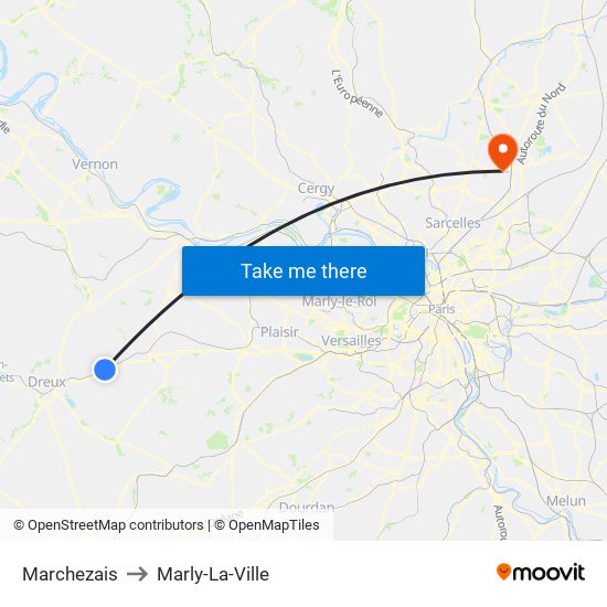 Marchezais to Marly-La-Ville map