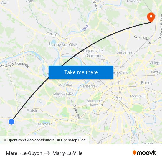 Mareil-Le-Guyon to Marly-La-Ville map