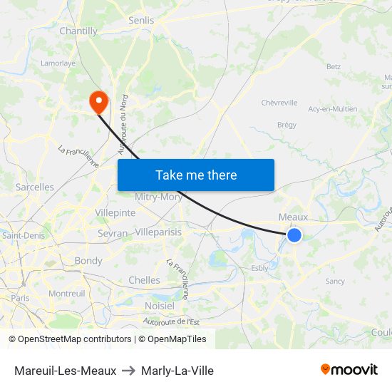 Mareuil-Les-Meaux to Marly-La-Ville map