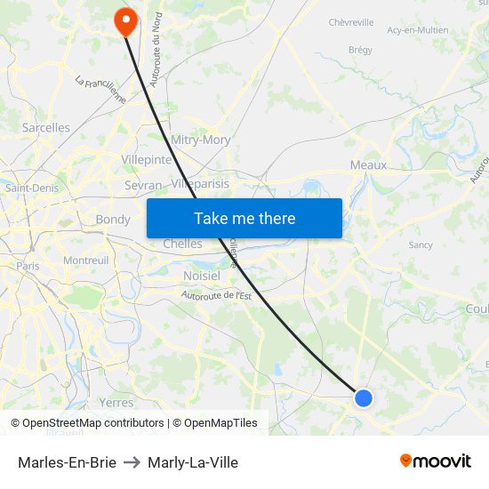 Marles-En-Brie to Marly-La-Ville map