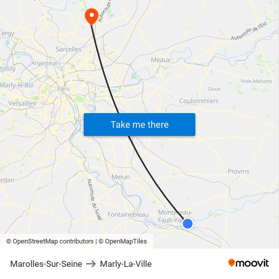 Marolles-Sur-Seine to Marly-La-Ville map