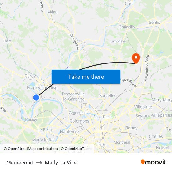 Maurecourt to Marly-La-Ville map