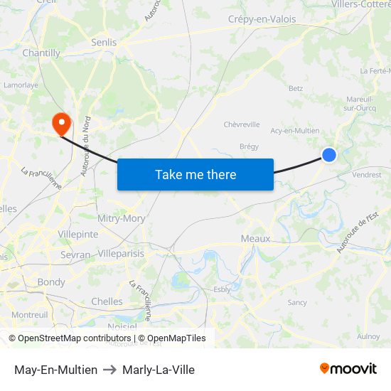 May-En-Multien to Marly-La-Ville map