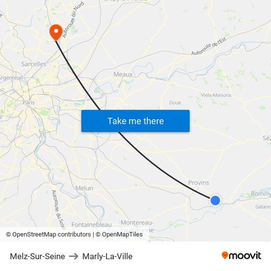 Melz-Sur-Seine to Marly-La-Ville map