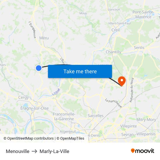 Menouville to Marly-La-Ville map