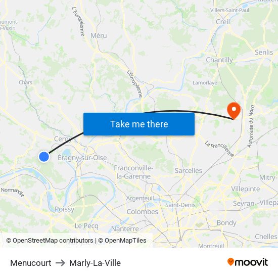 Menucourt to Marly-La-Ville map