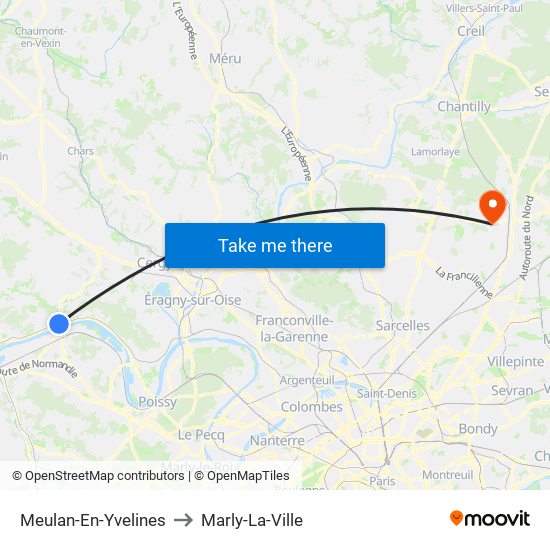 Meulan-En-Yvelines to Marly-La-Ville map
