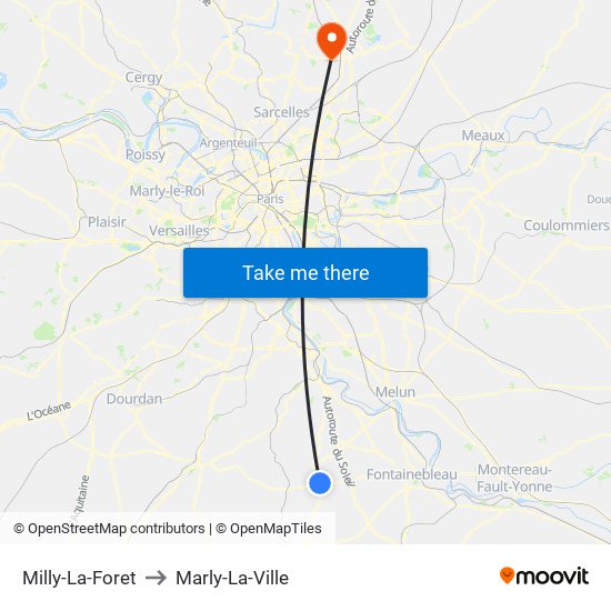 Milly-La-Foret to Marly-La-Ville map