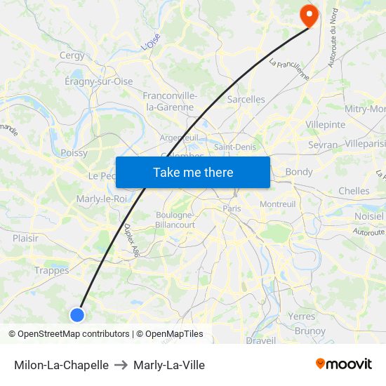 Milon-La-Chapelle to Marly-La-Ville map