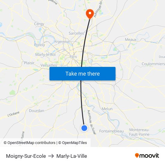 Moigny-Sur-Ecole to Marly-La-Ville map