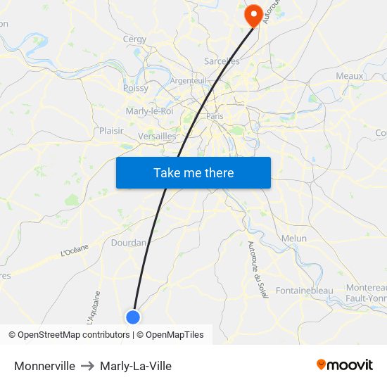 Monnerville to Marly-La-Ville map