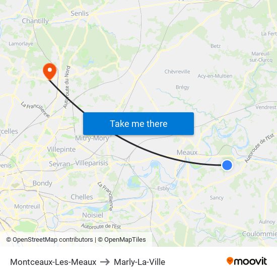 Montceaux-Les-Meaux to Marly-La-Ville map