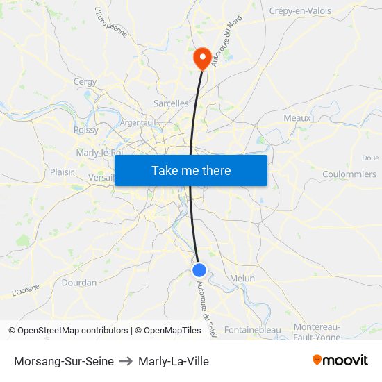 Morsang-Sur-Seine to Marly-La-Ville map