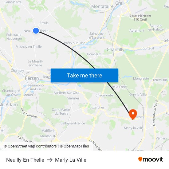 Neuilly-En-Thelle to Marly-La-Ville map