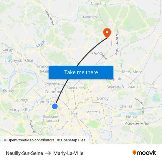 Neuilly-Sur-Seine to Marly-La-Ville map