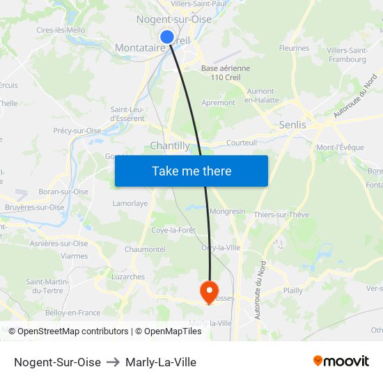 Nogent-Sur-Oise to Marly-La-Ville map