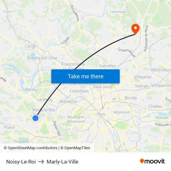 Noisy-Le-Roi to Marly-La-Ville map