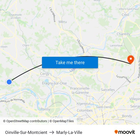 Oinville-Sur-Montcient to Marly-La-Ville map