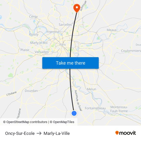 Oncy-Sur-Ecole to Marly-La-Ville map