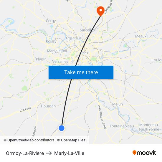 Ormoy-La-Riviere to Marly-La-Ville map