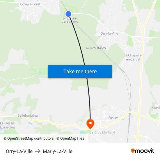 Orry-La-Ville to Marly-La-Ville map
