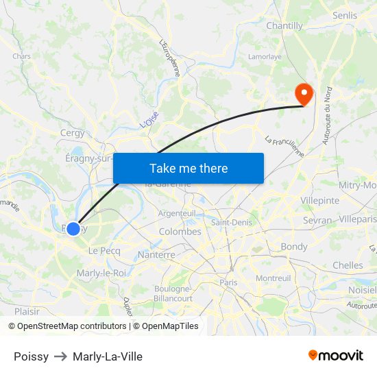 Poissy to Marly-La-Ville map
