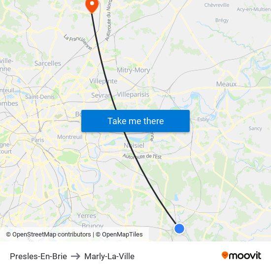 Presles-En-Brie to Marly-La-Ville map