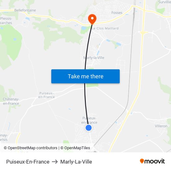 Puiseux-En-France to Marly-La-Ville map